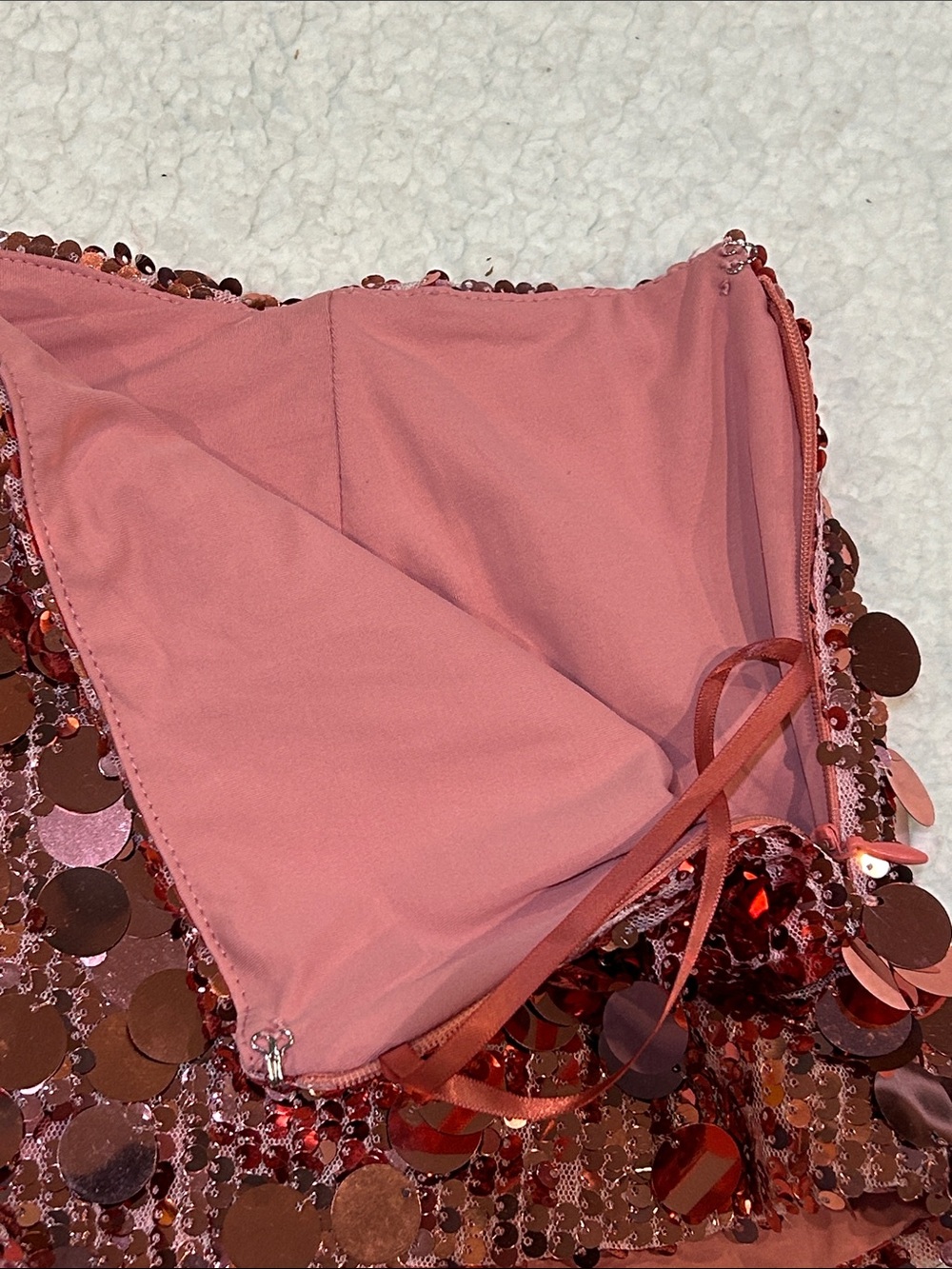 Edikted Sephira Sequin Micro Shorts Medium Light Pink Festival Glam Disco - Picture 10 of 13